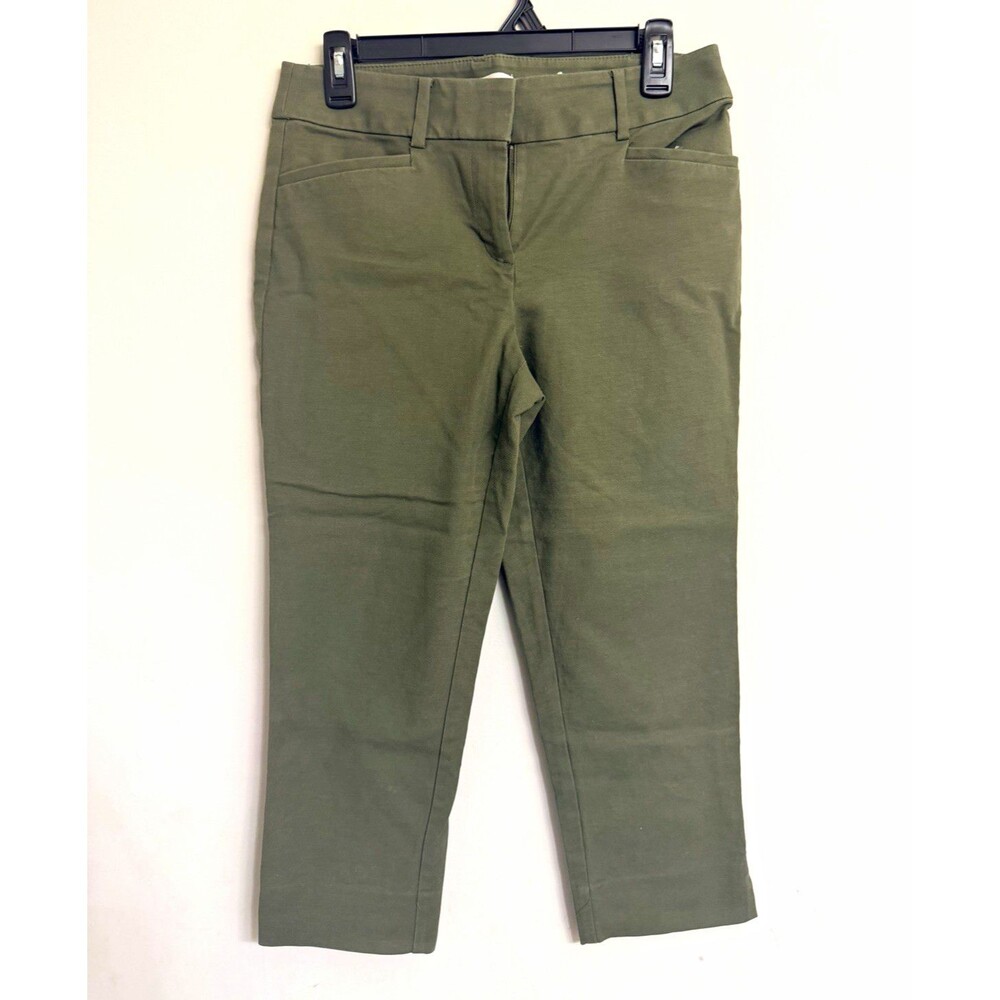 LOFT Women’s 4P Petite Cropped Capri Pants Olive Green Stretch Casual
